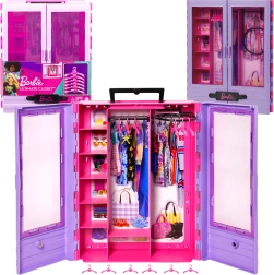 Barbie Fashionistas großer Kleiderschrank für Puppenkleidung mit Kleiderbügeln