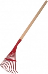 Kinder-Flachrechen mit Holzstiel 80 cm – Rot