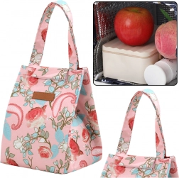 Isolierende Thermotasche rosa mit Blumen 25cm
