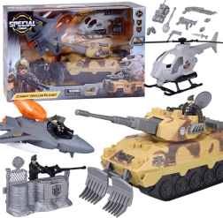 Großes Militär-Set – Panzer, Jagdflugzeug und Hubschrauber mit Soldatenfigur
