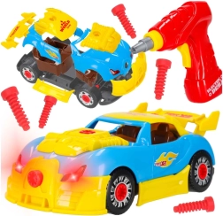 2-in-1 Rennwagen-Bauset mit Akku-Schrauber, Lichtern und Sounds