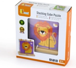 Viga Steckteine Safari – Holzbausteine für Kinder, 9 Würfel