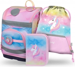 Set 3 BAAGL Zippy plus Rainbow Unicorn: Schultasche, Federmäppchen und Beutel
