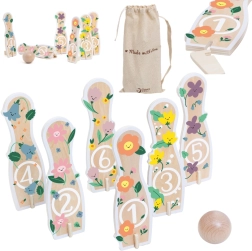 Holz-Kegelspiel für Kinder 6 Stk. mit Ball CLASSIC WORLD