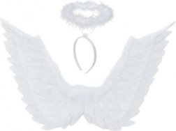 Engelsflügel mit Heiligenschein weiß 70 × 45 cm