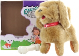 Brauner Hund mit Kabel und Fernbedienung