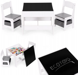 Kindermöbel-Set - Tisch und 2 Stühle mit Tafel ECOTOYS
