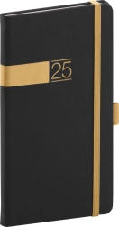 Taschenkalender Twill 2025 schwarz-gold