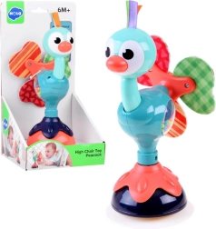 Zauberhafte Pfauen-Rassel mit Saugnapf für Babys