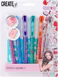 Tattoo-Set mit duftenden Gelstiften und Schablonen, 6 Farben