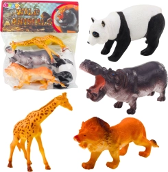 Set mit Wildtier-Figuren – Panda, Giraffe, Löwe und Nilpferd (4 Stk.)