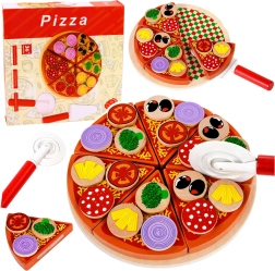 Holz-Pizza zum Schneiden mit Klettverschluss und Zubehör