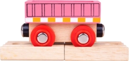 Rosa Waggon BIGJIGS RAIL mit magnetischen Kupplungen und 2 Holzschienen