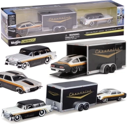 Maisto Metallautos Chevrolet Nomad 1955 und Chevrolet Vega 1971 mit Anhänger