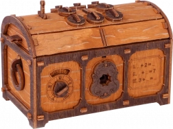 Escape Room Schatztruhe Holziges 3D-Puzzle