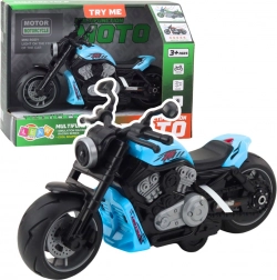 Blaues Kindermotorrad mit LED-Lichtern und Geräuschen