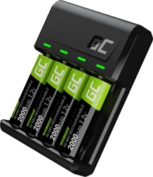 Ladegerät GREEN CELL VitalCharger + 4× AA Akkus 2000 mAh Ni-MH