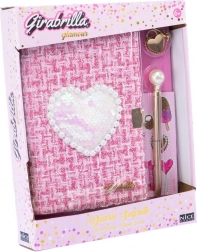 Tweed-Tagebuch mit Paillettenherz