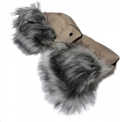 Kinderwagen-Handwärmer 2-in-1 mit Fell Latte New Baby