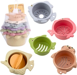 Bunte Stapelbecher zum Baden 2in1, Pastell, 6 Stk.