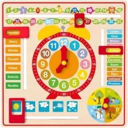 Woody multifunktionaler Wandkalender mit Uhr