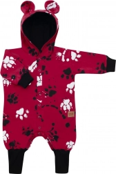 Baby-Baumwoll-Overall mit Kapuze und Öhrchen NEW BABY Paw dunkelrosa 86 (12–18 Monate)