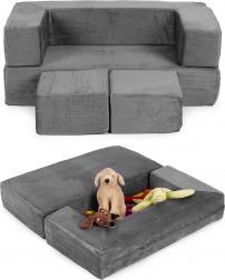 modulare faltbare Kindersofa mit 4 weichen Kissen – grau ECOTOYS