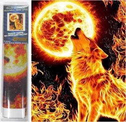 Diamantmalerei Feuer Vollmond 30x40 cm