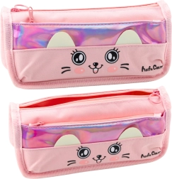 Schul-Mäppchen mit Katzenmotiv rosa