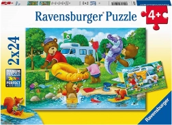Puzzle Bärenfamilie beim Campen 2×24 Teile RAVENSBURGER