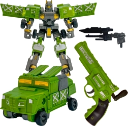 Woopie grüner transformierender Kampfroboter 3-in-1 mit Fahrzeug und Schaumstoffpfeil-Abschussgerät