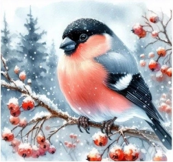 Diamant-Mosaik Vögel Winter - Kreatives Häkeln 30x40 cm