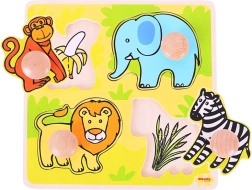 Bigjigs Toys Mein erstes Steckpuzzle Safari (Holz, 4 Teile)