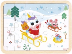 Janod Holzpuzzle mit Fehlersuche – Rodeln, 24 Teile