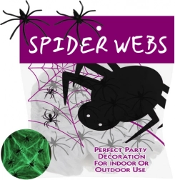 Leuchtendes Halloween-Spinnennetz mit 20 Spinnen Ruhhy