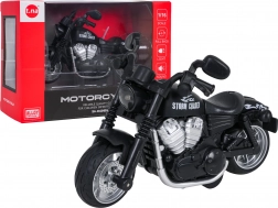 Metall-Motorrad schwarz mit Licht und Sound 1:16