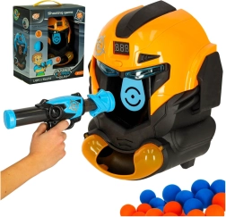 Schießspiel mit robotischem Kopf und Schaumstoffkugeln