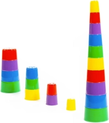 Stapel-Pyramide Regenbogen – Turm aus 10 Bechern, 42 cm