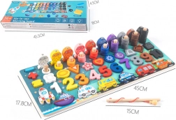 Holzpuzzle Montessori 6-in-1 – Rechnen lernen und magnetische Fische