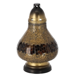 Glaslaterne Buntglas Karaffe gold 37 cm, Brenndauer bis zu 50 Stunden