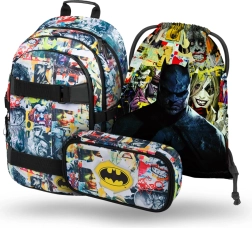 baagl Schulset Skate Batman Comics – Rucksack, Beutel und Federmäppchen