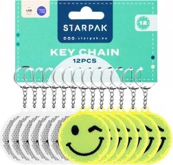 Reflektierender Anhänger Smiley 7 cm – Mix 2 Varianten, Packung mit 12 Stk.