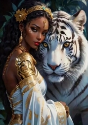 Diamantmalerei Frau mit Tiger 30 × 40 cm