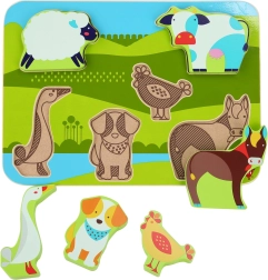 Holzpuzzle zum Einsetzen Bauernhof-Tiere LUCY & LEO, 7 Teile