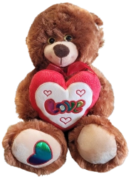 Plüsch-Teddybär mit Herz und Schleife braun 30 cm