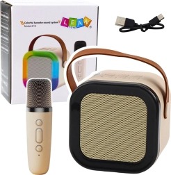 Kabelloser Karaoke-Lautsprecher mit Mikrofon K12 RGB Bluetooth – beige