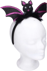 Karneval-Set – Haarreif mit Fledermaus-Deko, lila