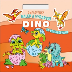 Malbuch Quadrat Kleben und Ausmalen DINO