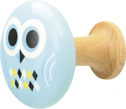 Holzwandhaken für Kinder Eule und Rhomben