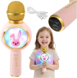 Kabelloses Karaoke-Mikrofon für Kinder mit LED, rosa IZOXIS